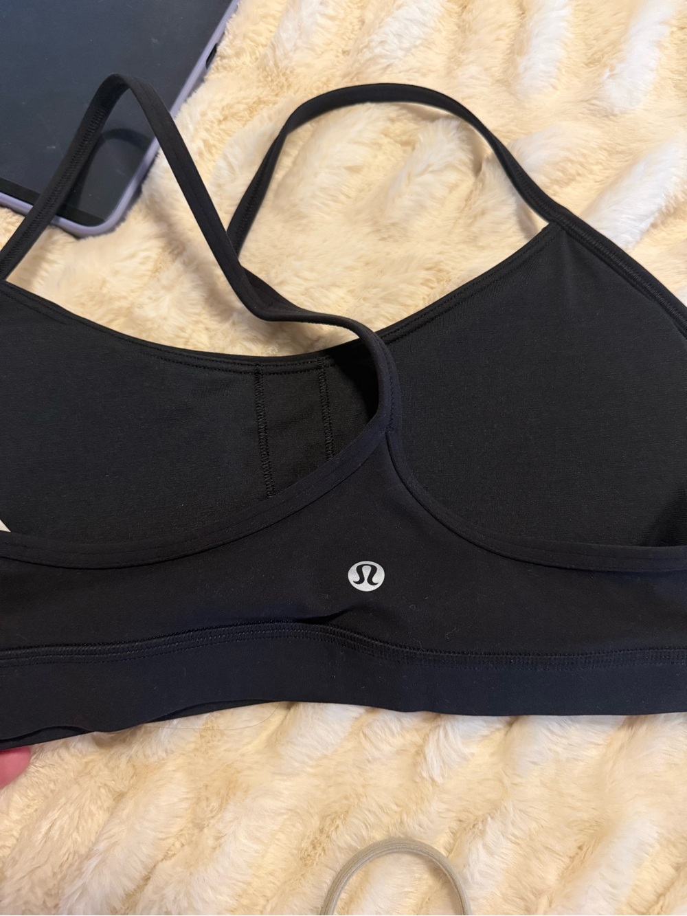 lululemon athletica Flow Y Bra Nulu in Sheer Oak (Beige) black and beige one